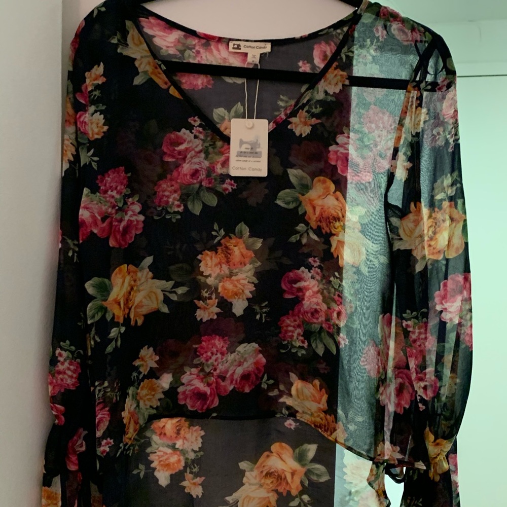 Sheer Blouse with Floral Details